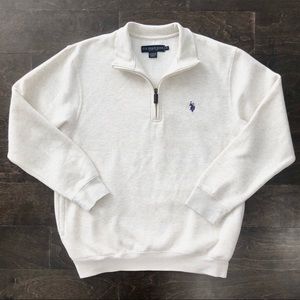 U.S. Polo Assn. Cream Quarter Zip Sweater, Size M